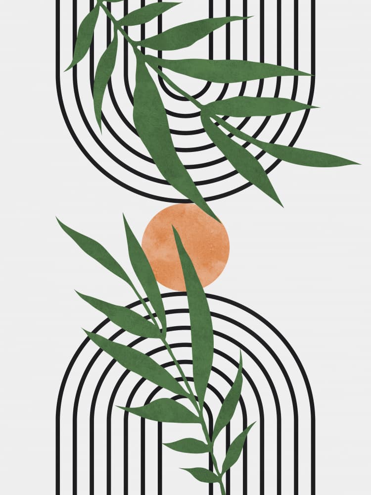 Boho Botanical Sunset by Vitor Costa — canvas wall art