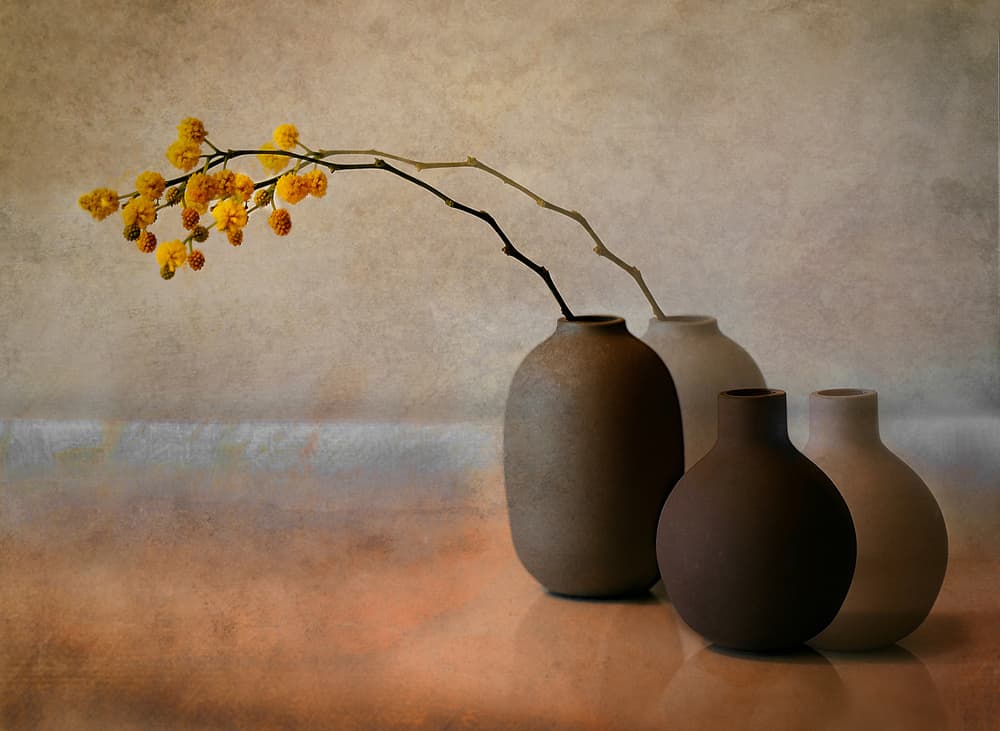 Yellow Mimosa Vases by Elena Arjona — canvas wall art