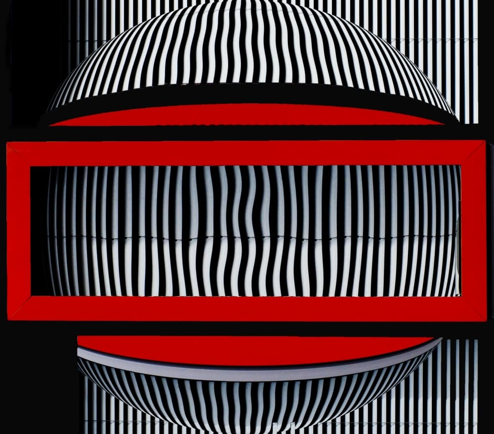 Red Framed Optical Stripes by Wayne Pearson — canvas wall art