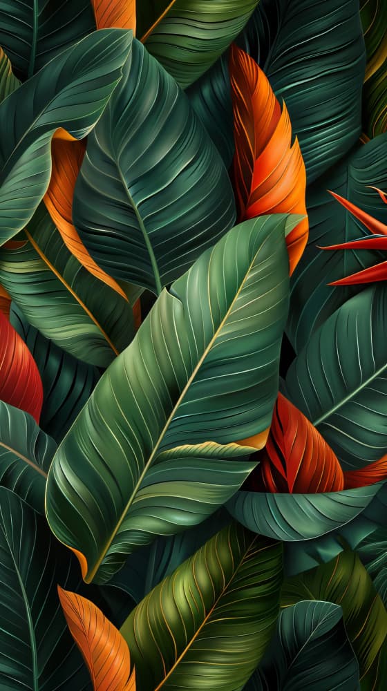 Vibrant Tropical Leaves by Bilge Paksoylu — canvas wall art