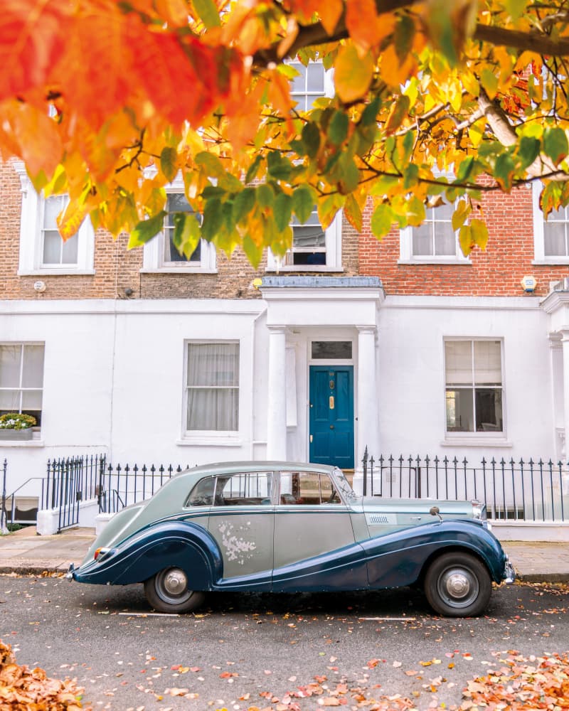 Vintage Car Autumn Street by Gabor Estefan — canvas wall art