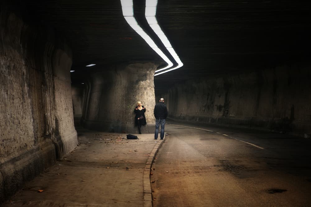 Dark Tunnel Figures by Holger Droste — canvas wall art