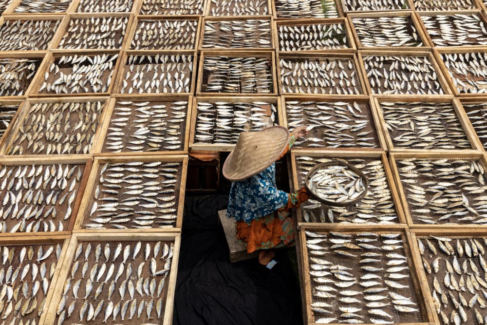 Traditional Fish Drying by Muljati Hidajat — canvas wall art