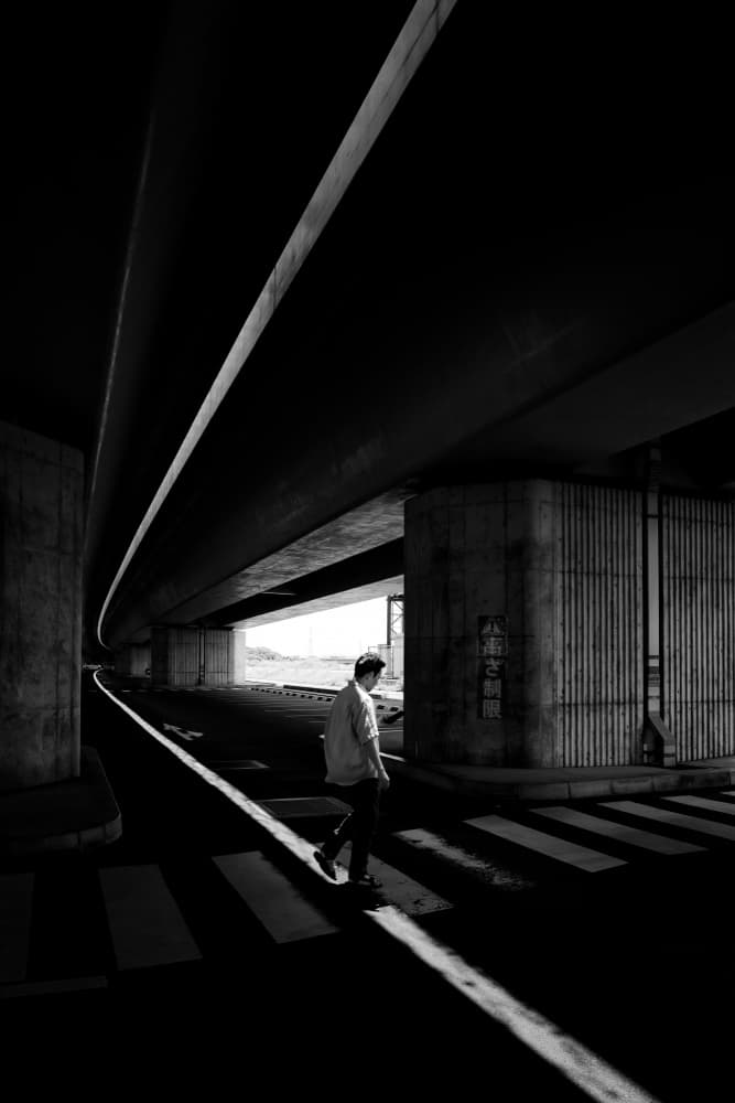 Man In Underpass Light by Yohei Kawashima — canvas wall art