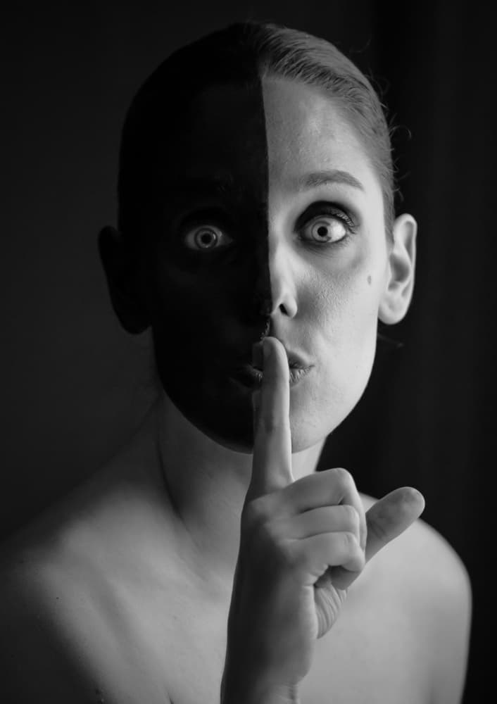 Split Face Silence by Alejandro Marcos — canvas wall art