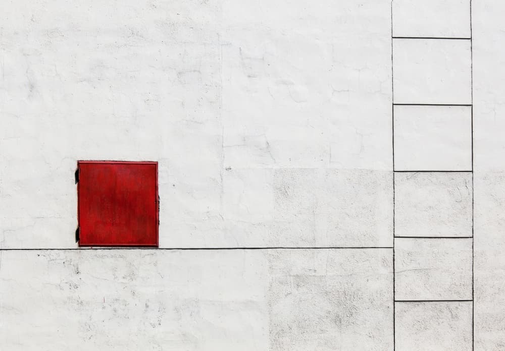 Red Square White Wall by Ksenia Voeykova — canvas wall art