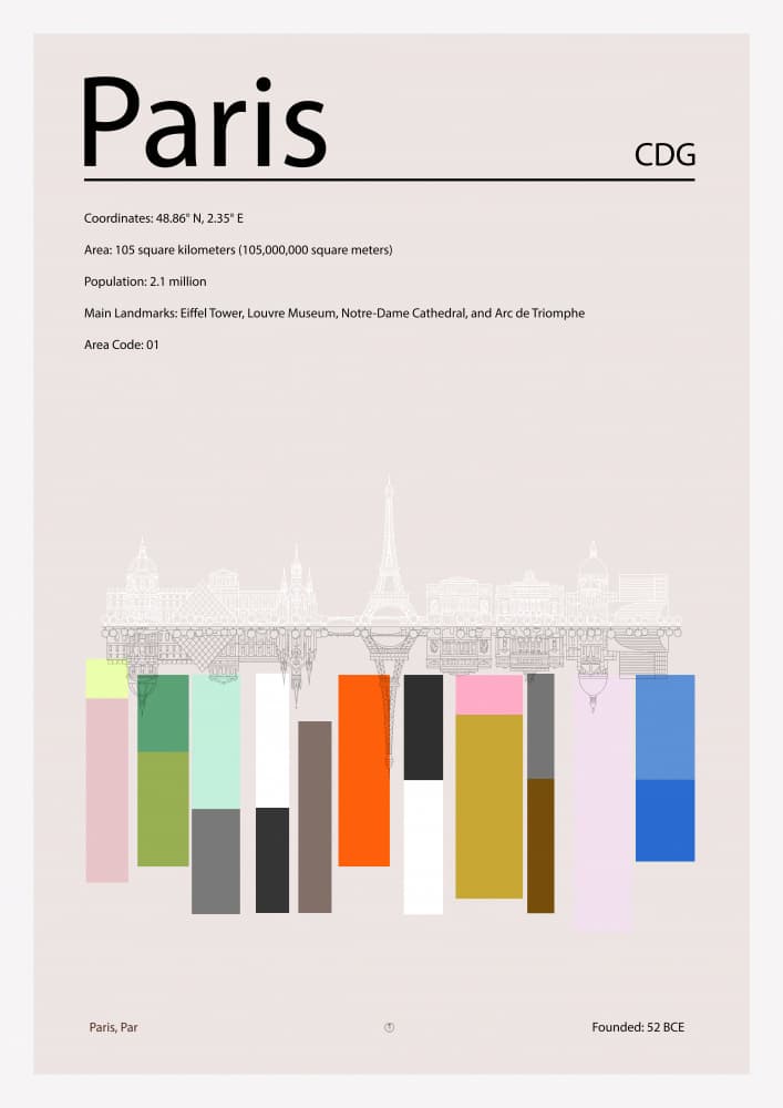 Paris Landmark Infographic by cartissi — canvas wall art