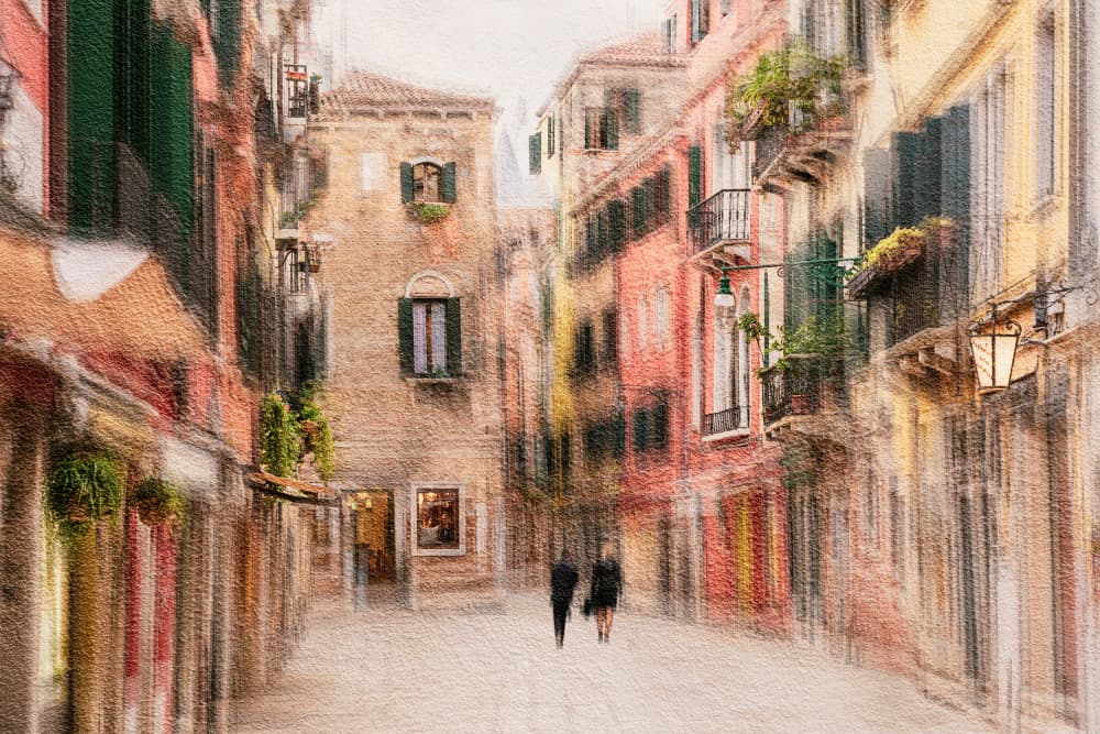 Colorful Old Town Street by Cindy Liu — canvas wall art