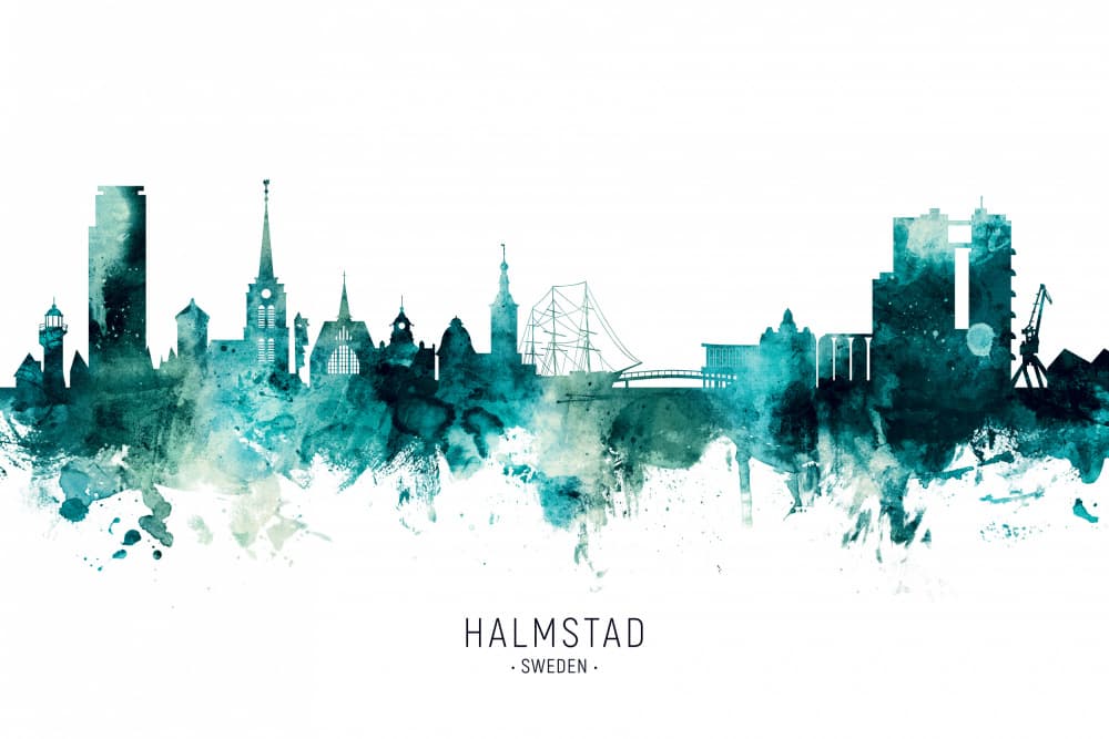 Halmstad Sweden Skyline by Michael Tompsett — canvas wall art