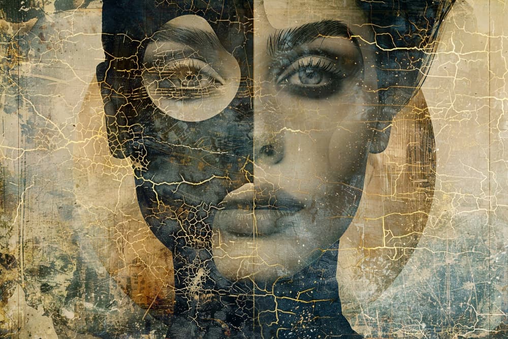 Mysterious Split Portrait by Rafal Kulik — canvas wall art
