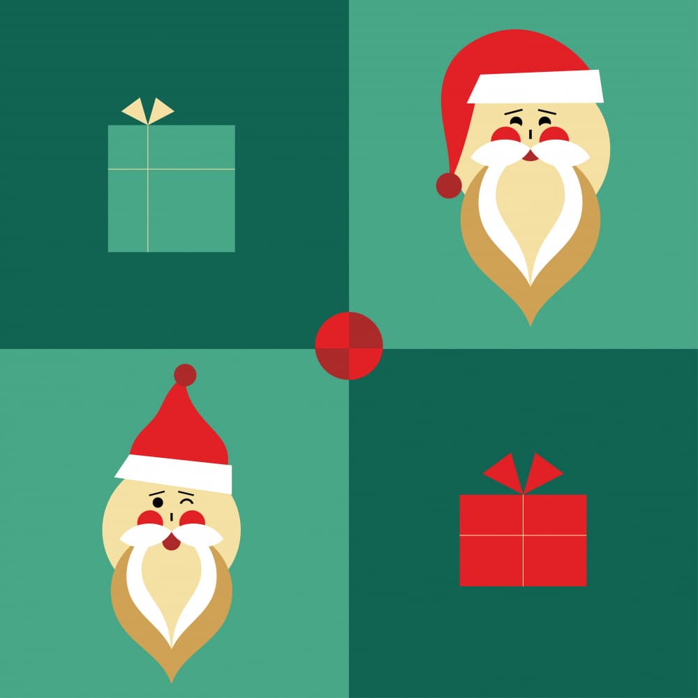 Santa and Christmas Gifts by Irene Demetri — canvas wall art