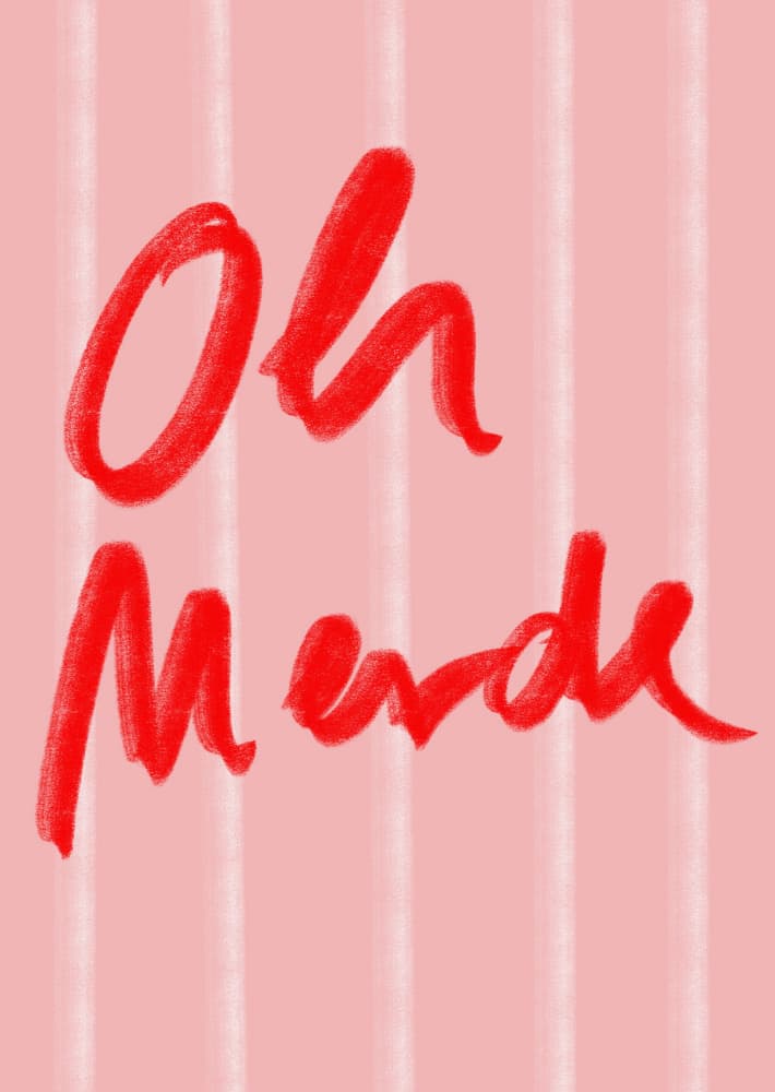 Oh Merde Playful Phrase by Ute Arnold — canvas wall art