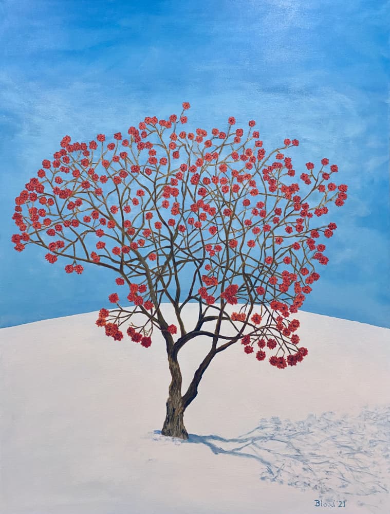 Winter Tree Red Berries by Tom Blood — canvas wall art