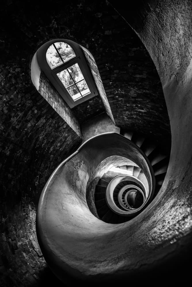 Dramatic Spiral Staircase by Renata Łacina — canvas wall art