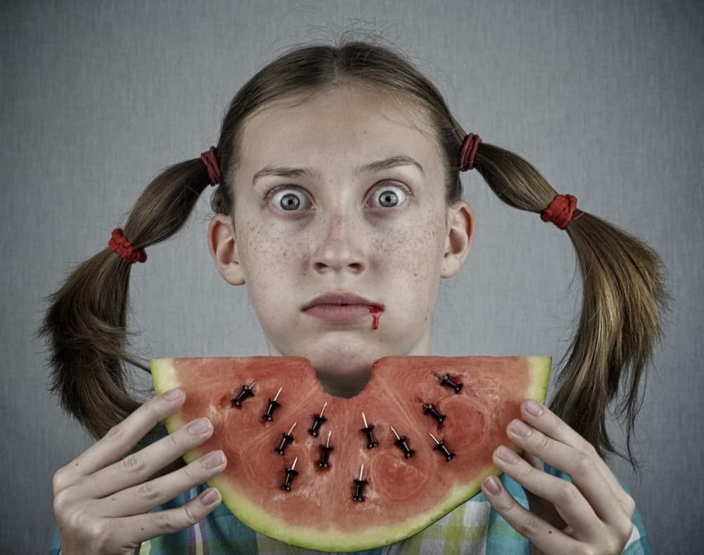 Shocking Watermelon Girl by Mike Melnotte — canvas wall art