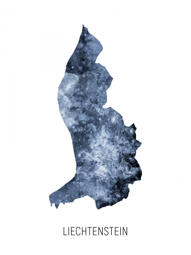 Liechtenstein Blue Map by Michael Tompsett — canvas wall art