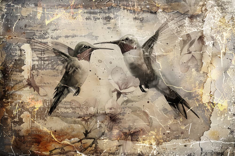 Vintage Floral Hummingbirds by Rafal Kulik — canvas wall art