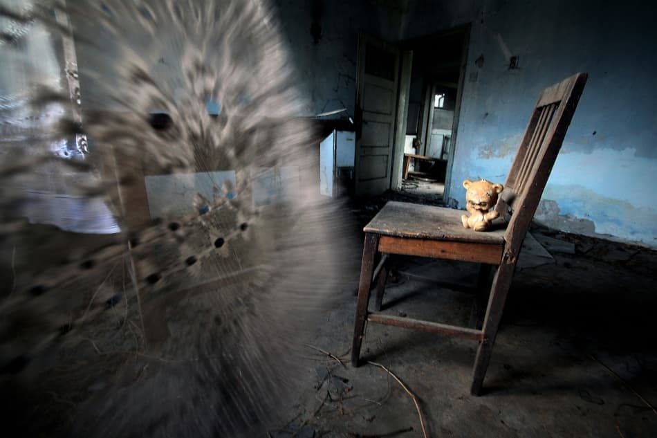 Lonely Teddy Abandoned Room by mario grobenski - psychodaddy — canvas wall art