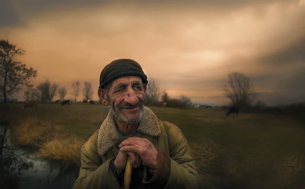 Peaceful Shepherd Portrait by Todor Tanev — canvas wall art