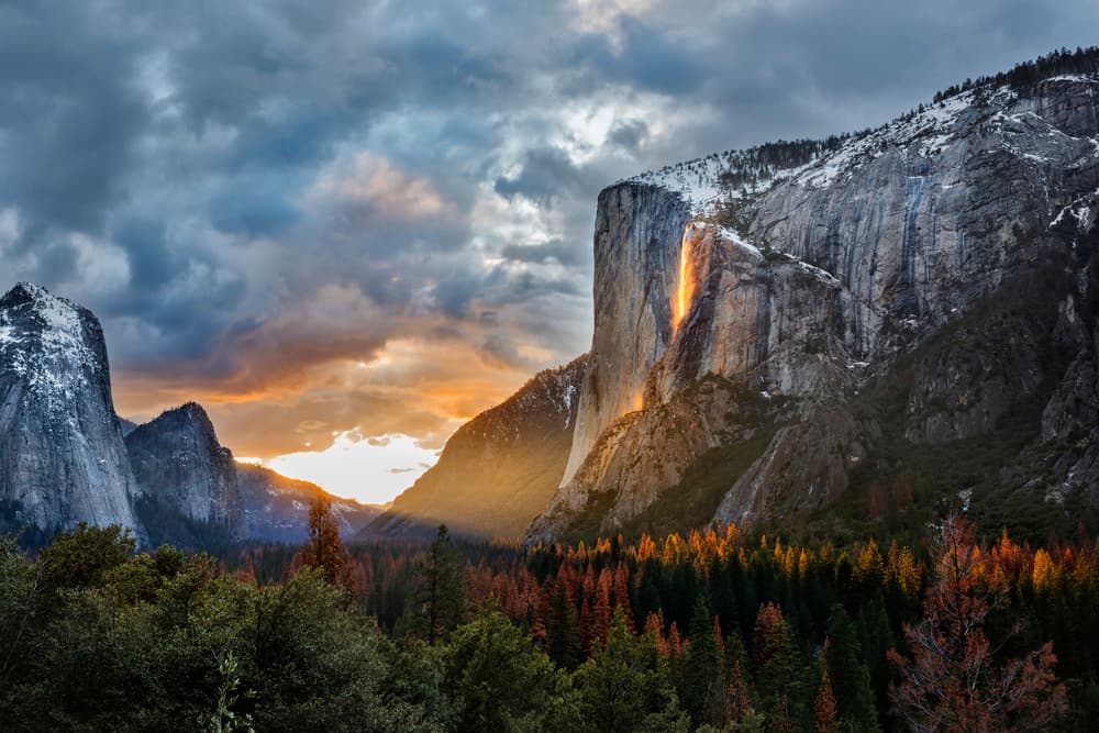 Yosemite Firefall Sunset by Annie Poreider — canvas wall art