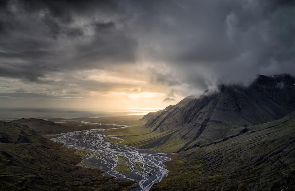 Sunlit Braided River Valley by Ronny Olsson — canvas wall art