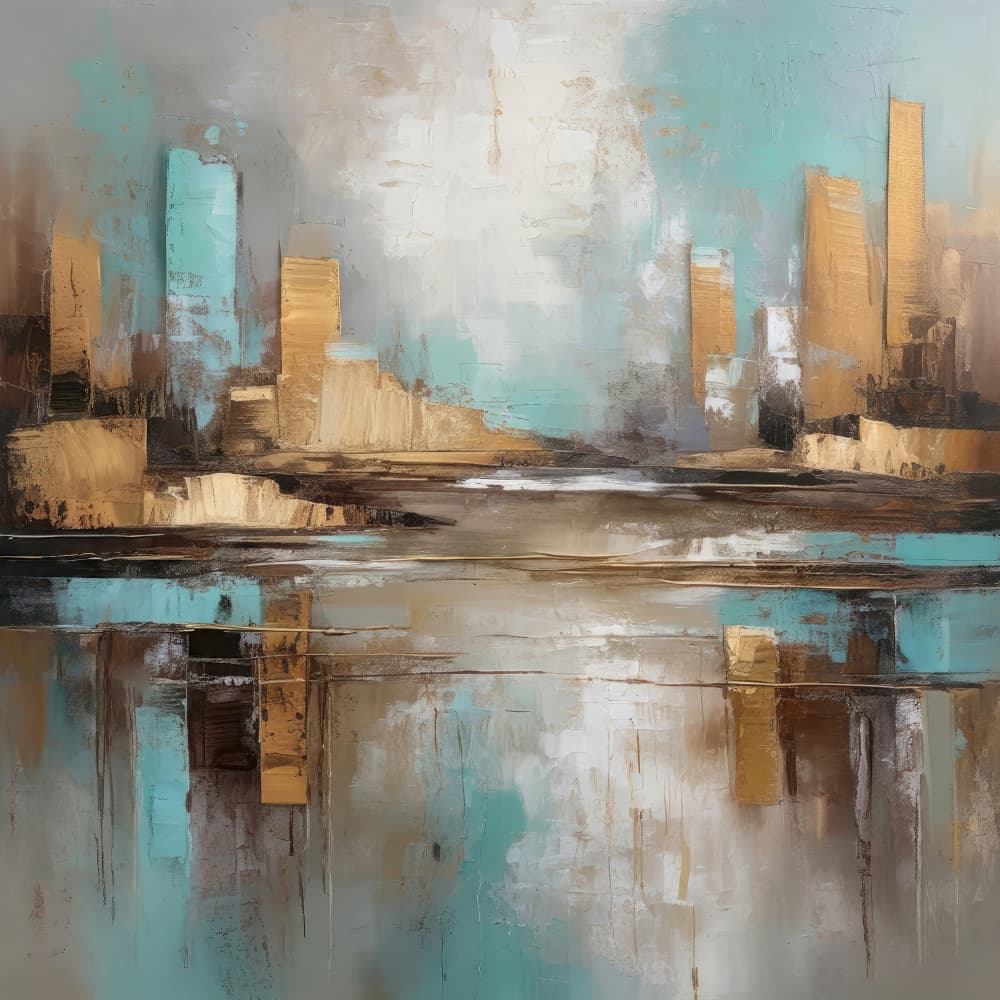 Golden City Reflections by Alpenglow Workshop — canvas wall art