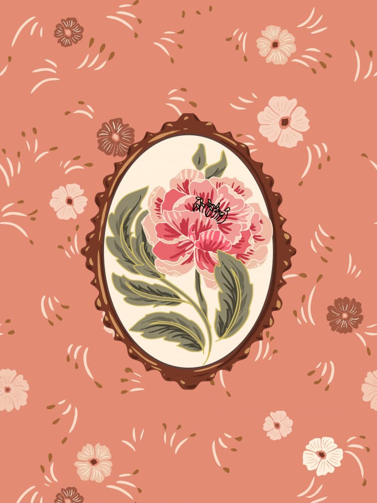 Vintage Peony Vignette by Annick — canvas wall art