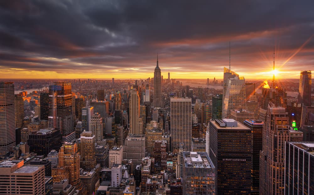 Dramatic Manhattan Sunset by Carlos F. Turienzo — canvas wall art