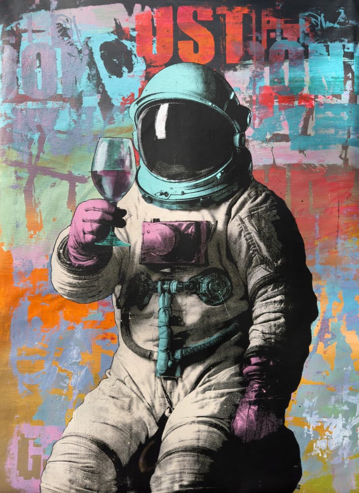 Astronaut Wine Pop Art by Микола Курилюк — canvas wall art