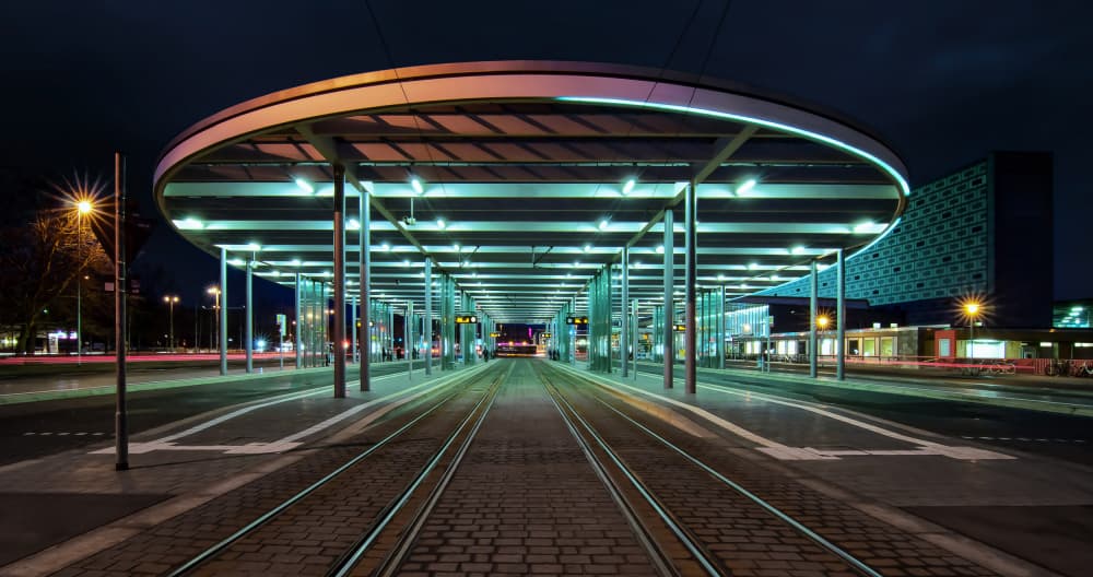 Modern City Station Night by Hans Günther — canvas wall art