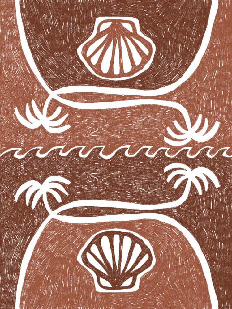 Tropical Beach Scallops by Shatha Al Dafai — canvas wall art