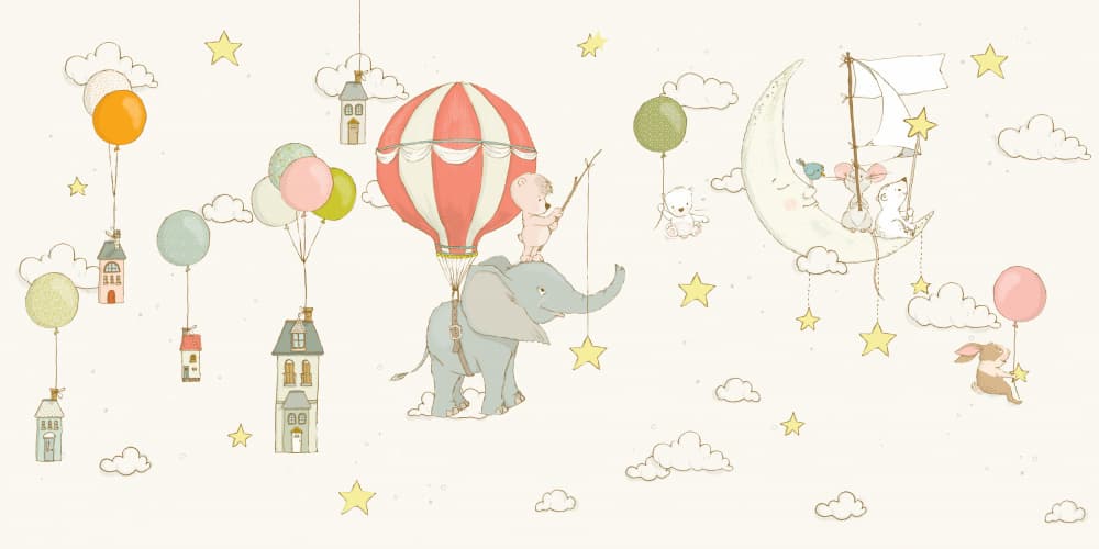Dreamy Flying Animals by Sue Skellern — canvas wall art