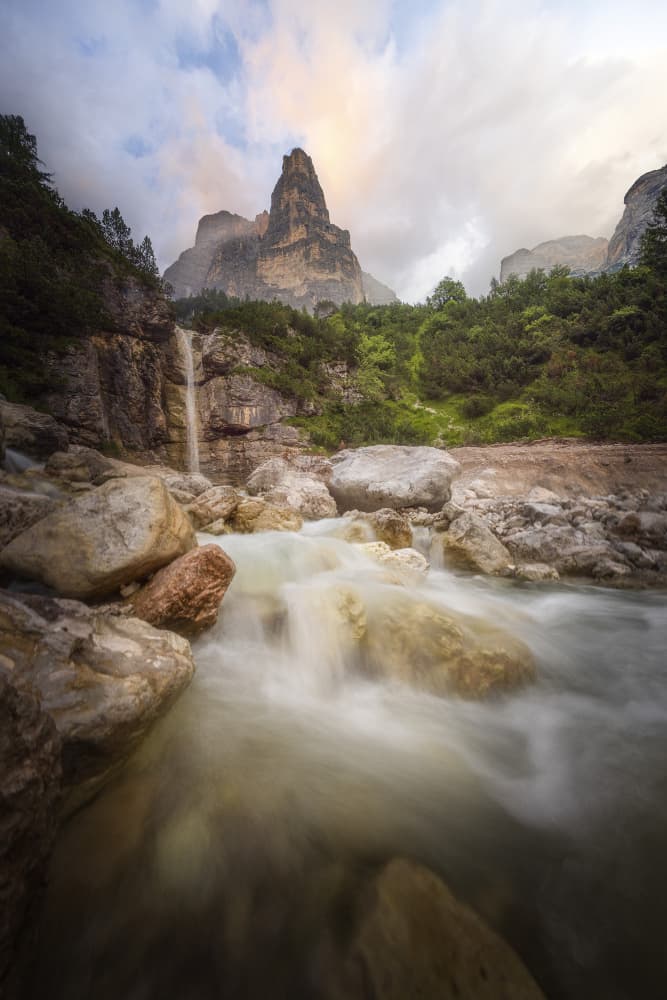 Majestic Mountain Waterfall by Yun Thwaits — canvas wall art