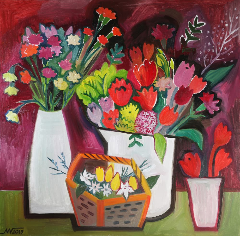 Vibrant Flower Bouquets by Marina Gorkaeva — canvas wall art