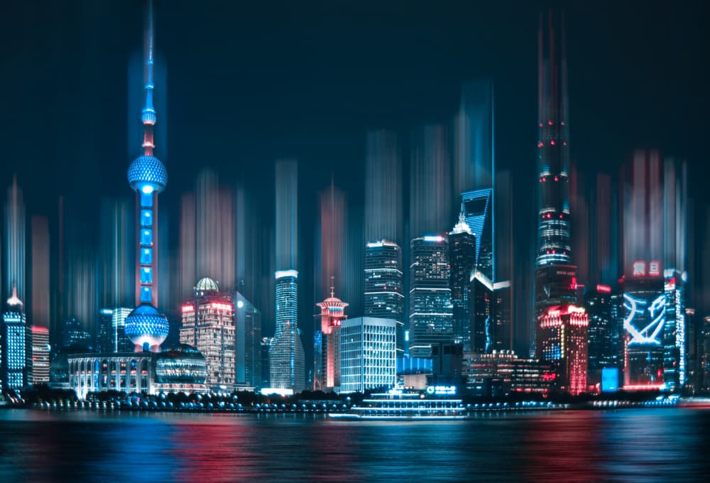 Vibrant Cityscape Glow by Sophia Li — canvas wall art