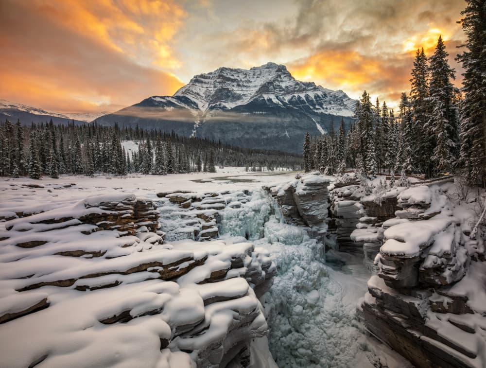 Golden Winter Falls by Herbert Rong — canvas wall art