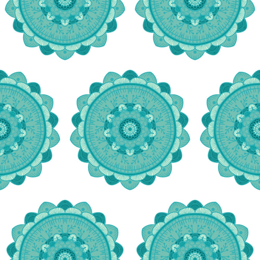 Teal Mandala Pattern by Marika Barsrsind — canvas wall art