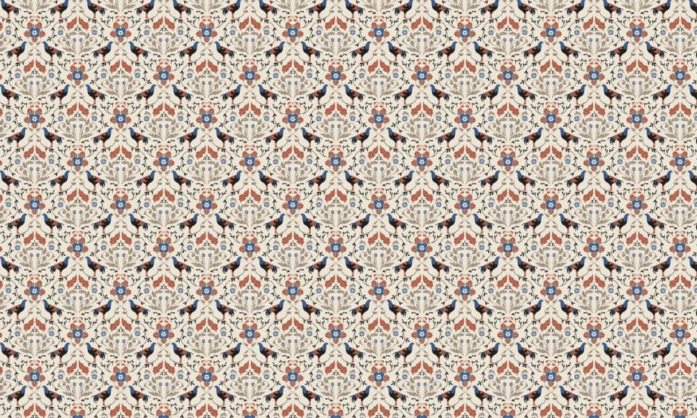 Roosters Beige Pattern by Anis Illustration — canvas wall art