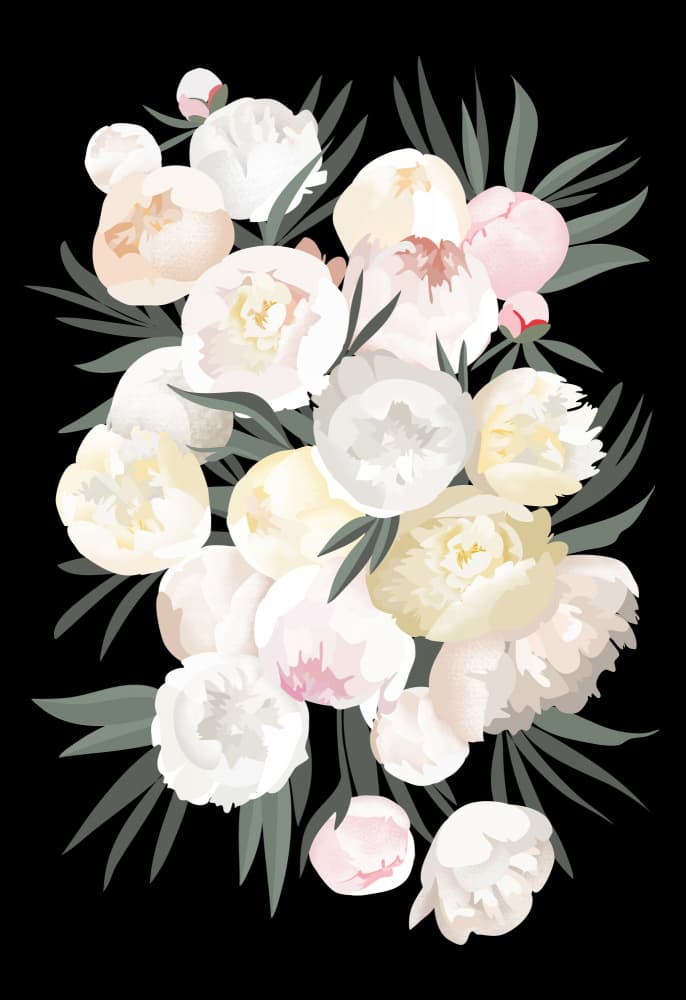 Delicate Peony Bouquet by Rosana Laiz Blursbyai — canvas wall art