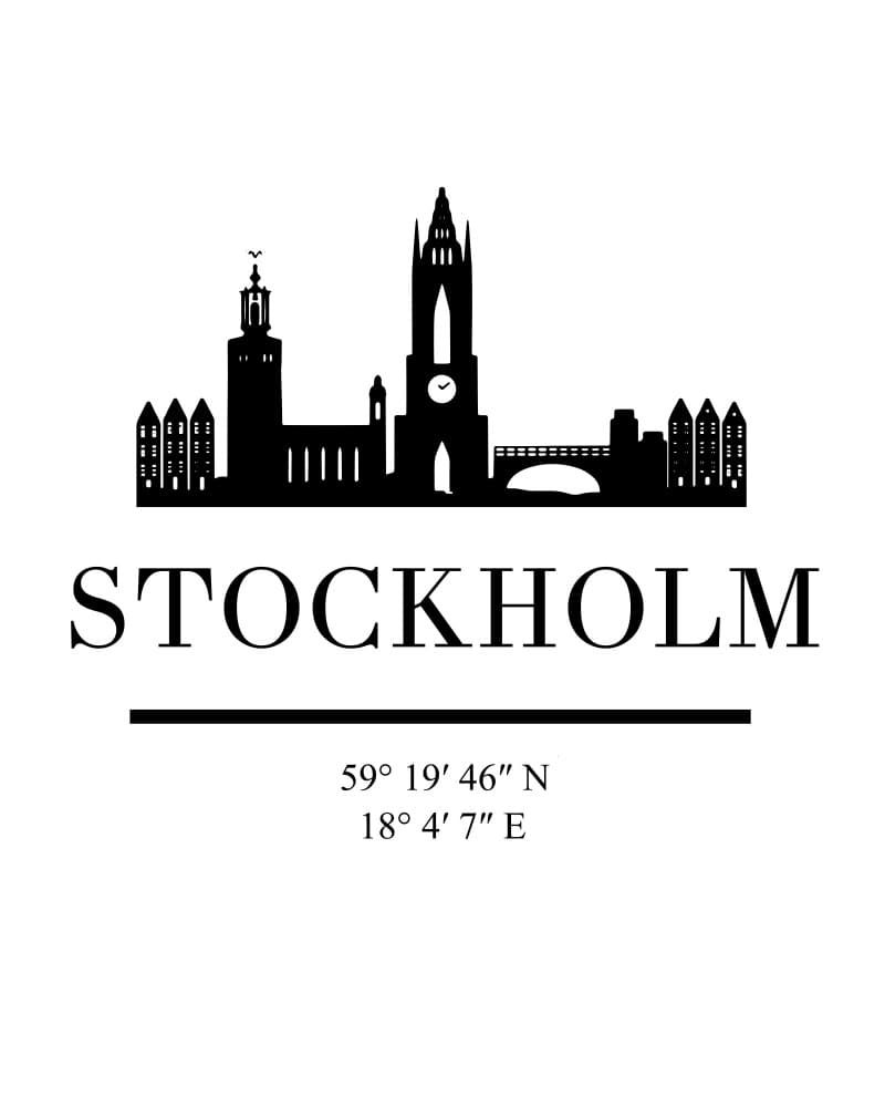 Stockholm City Silhouette by Emiliano Deificus — canvas wall art