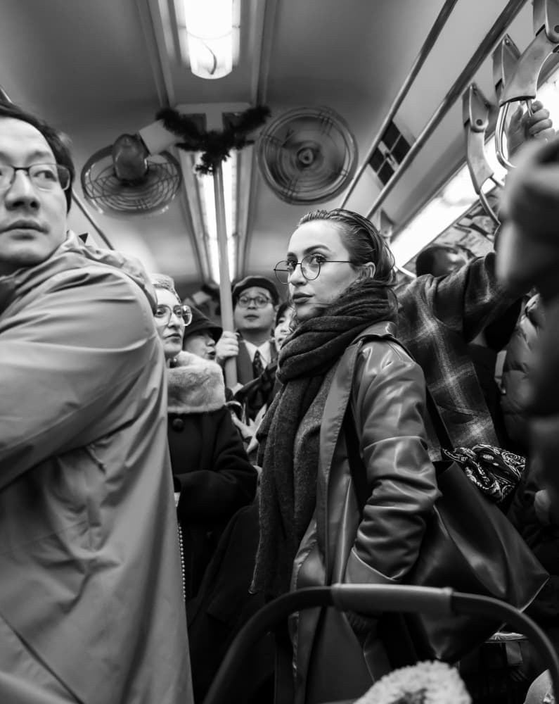 Thoughtful Subway Woman by Tong Zhang — canvas wall art