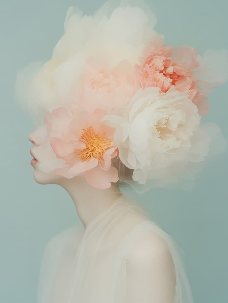 Ethereal Floral Portrait by Bilge Paksoylu — canvas wall art