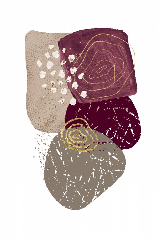 Organic Maroon Gold Shapes by Sally Ann Moss — canvas wall art