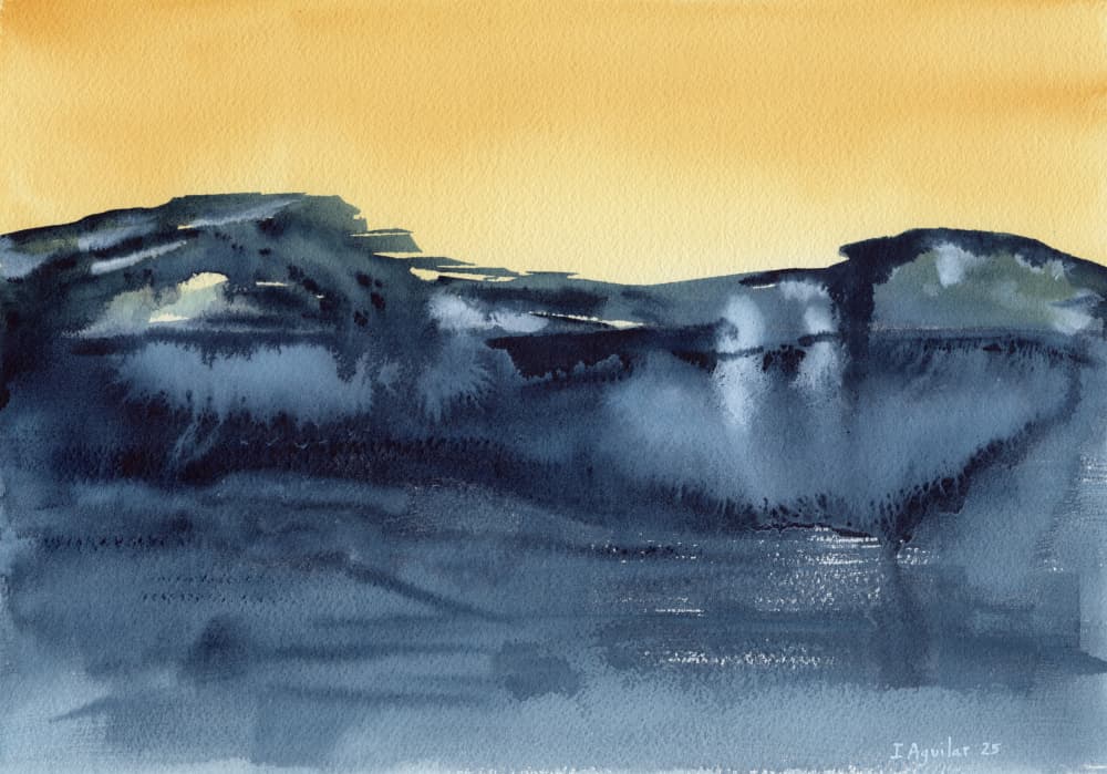 Golden Horizon Landscape by Isabel Aguilar Alonso — canvas wall art
