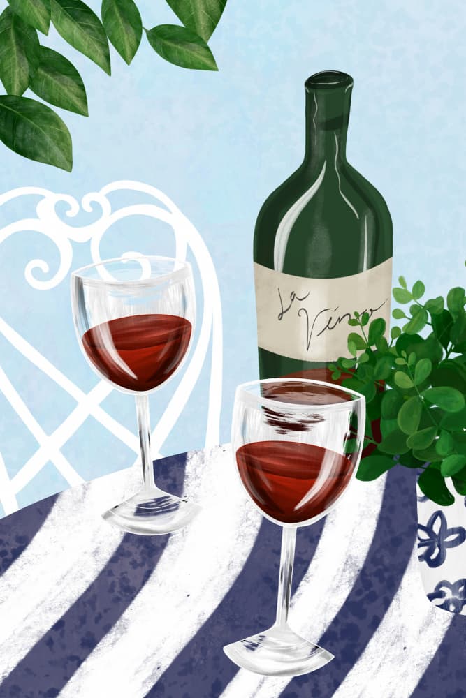 Al Fresco Wine Charm by EMELIEmaria — canvas wall art