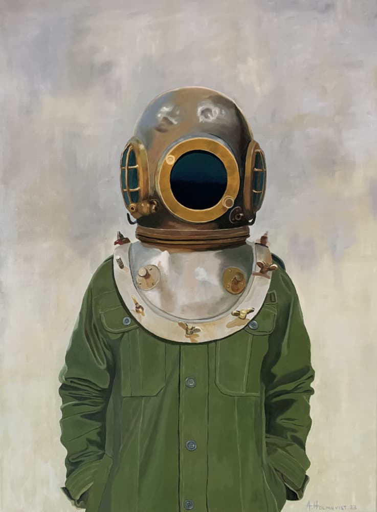 Vintage Deep Sea Diver by Borgenhag Holmqvist — canvas wall art