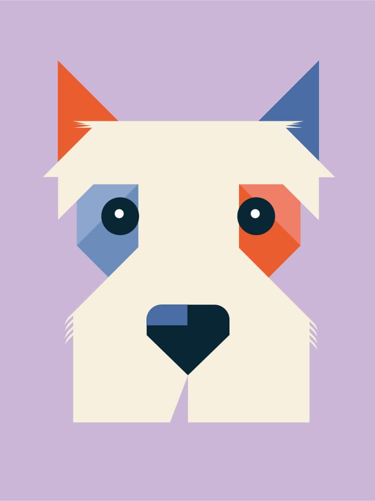 Geometric Westie Dog by DARIA IVANOVNA — canvas wall art