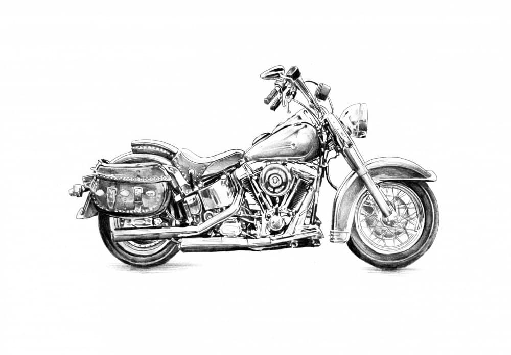 Classic Motorcycle Drawing by Kulik — canvas wall art