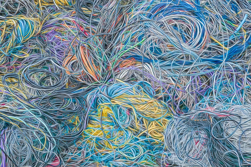 Tangled Colorful Wires by Marie-anne Stas — canvas wall art