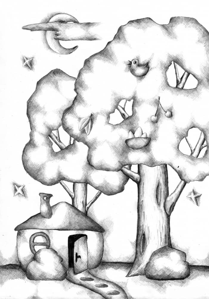 Whimsical Night House by Kulik — canvas wall art